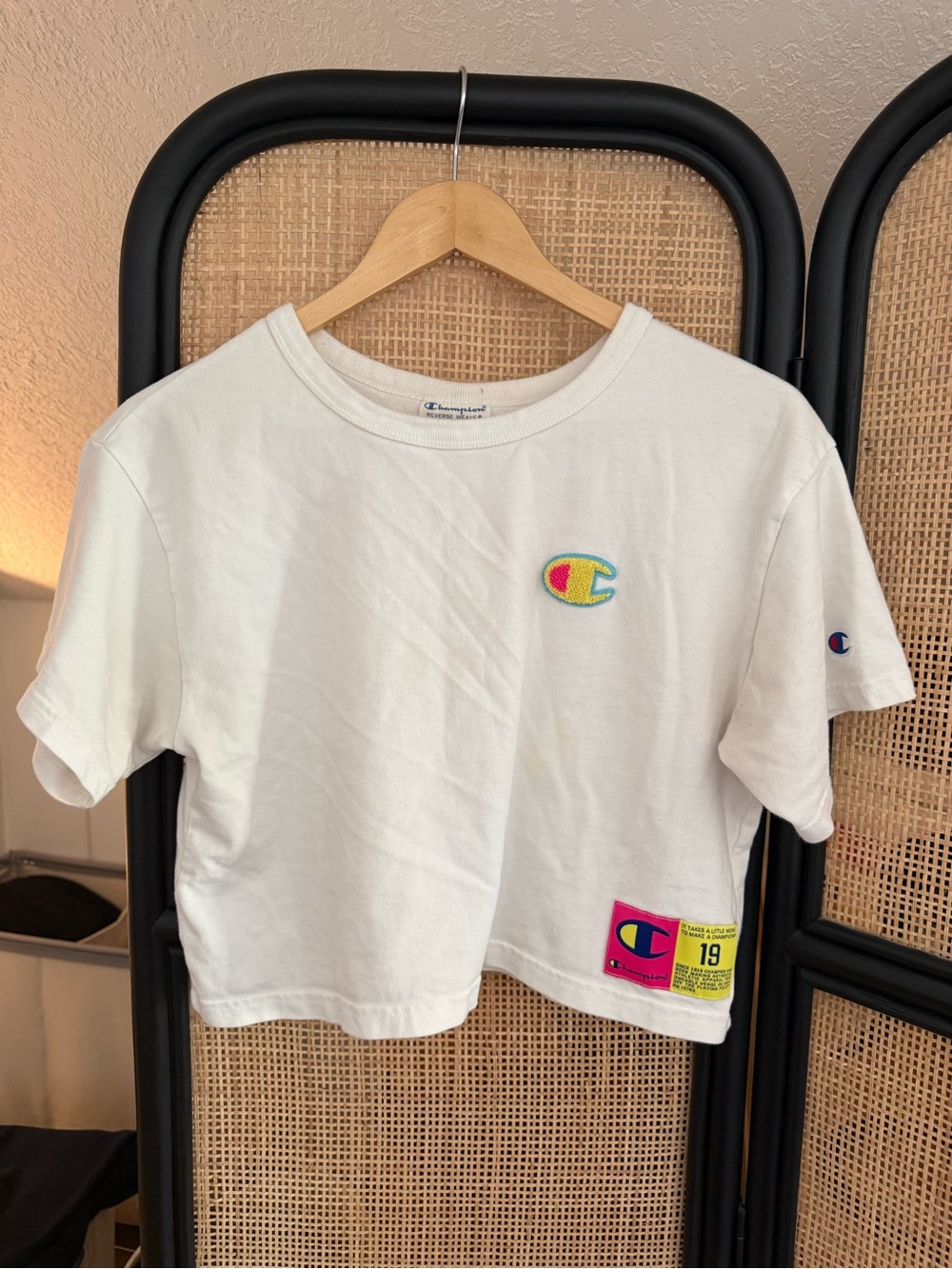 Champion Women’s Cropped Short Sleeved Cotton Tee Shirt White Small